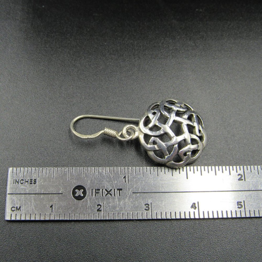 Sterling Silver Celtic Pattern Circle Earrings - image 5
